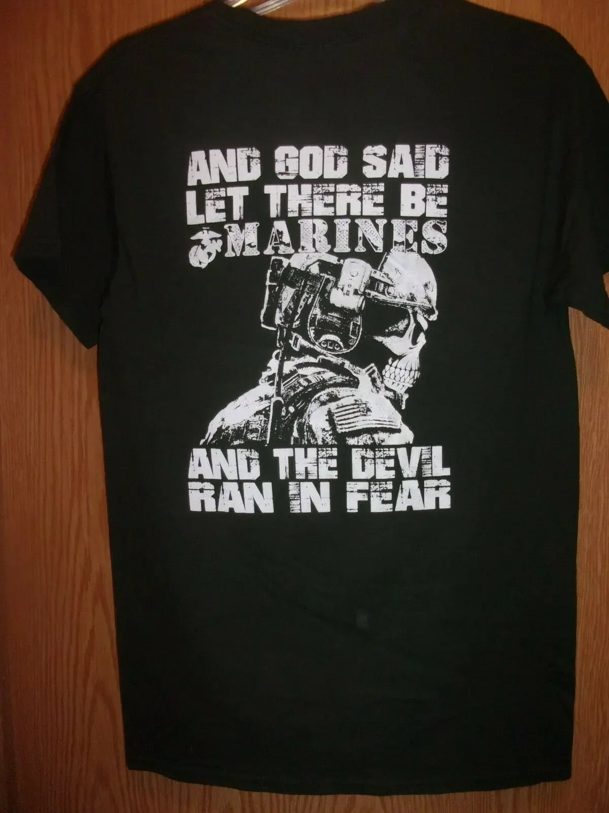 Semper Fi MARINES N The Devil Ran In Fear Green S T Shirt Breathable Top, Loose Casual Mens T-shirt S-3XL