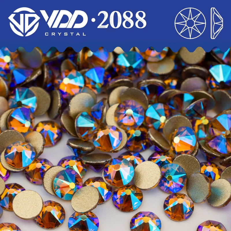 VDD 080 Lt.C.Topaz AB SS16-SS30 High Quality AAAAA 2088 Rhinestones Crystal Flatback Stones For DIY Crafts Nail Art Decoration