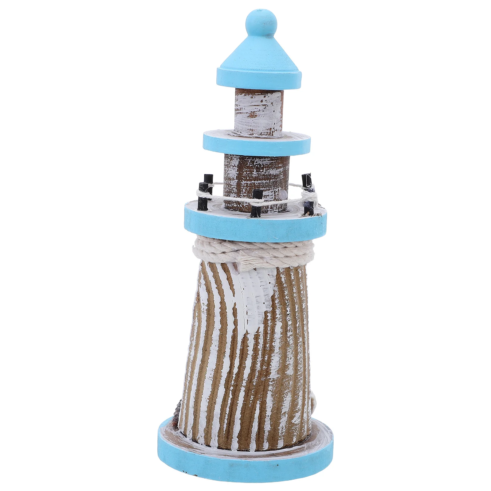 

Wooden 19cm Mediterranean Style Lighthouse Nautical Tabletop Ornament for Beach Ocean Party Decoration Nautical Room Decor
