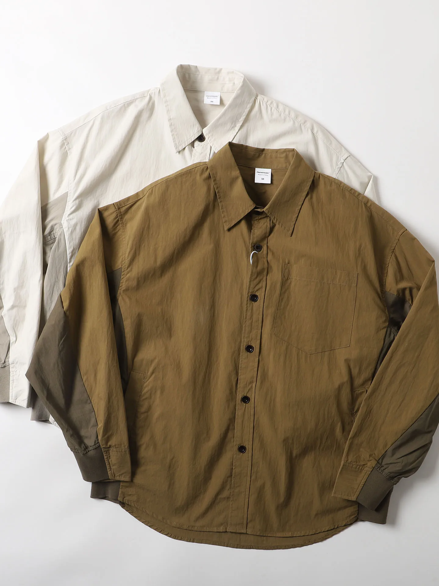 

American Style Khaki Workwear Heavy Duty Color Block Long Sleeve Shirt Men's Loose BF Trendy Casual Shirt Jacket Trend
