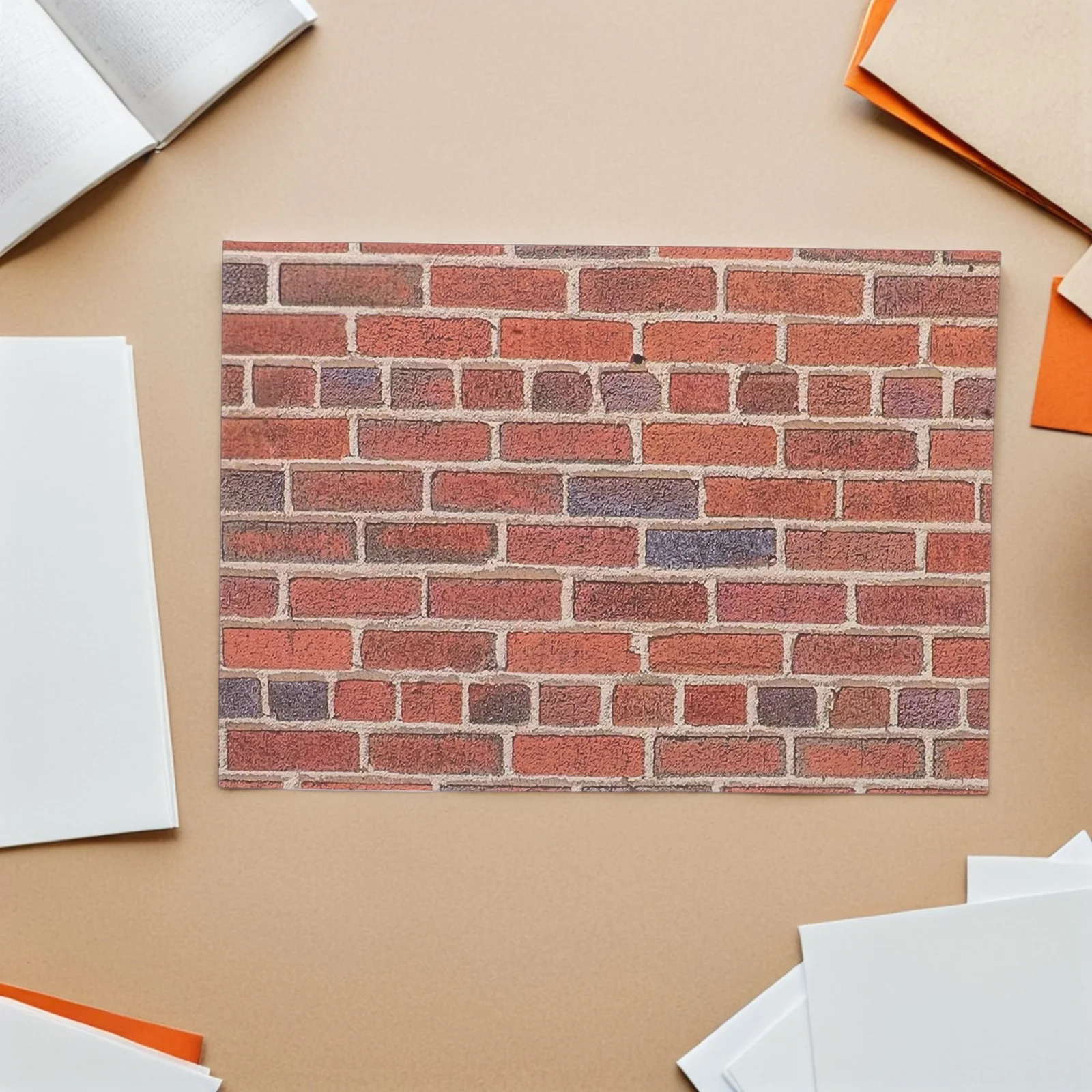 12枚の剥がして貼るだけドールハウス壁紙 赤レンガ 1:12スケール ミニチュア壁装材 自己粘着式 取り外し可能なレンガテクスチャ