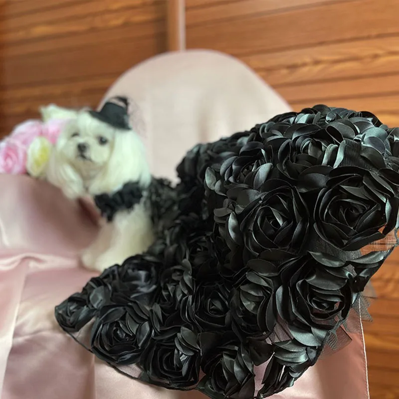 Luxury Halloween Magic Forest 3D Rose Cat And Dog Big Tail Wedding Dress Cosplay Sleeping Curse Black Tail Costume