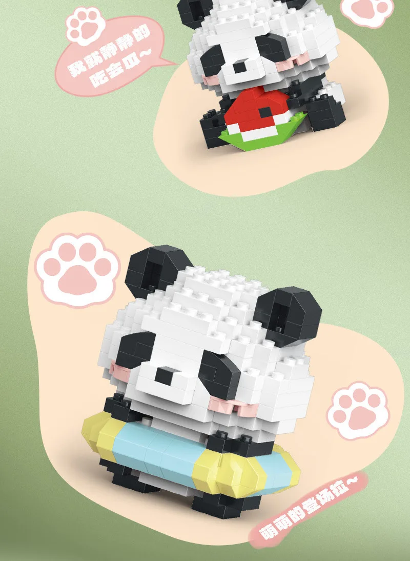 2025 Nuovo Panda Mini Building Blocks Set di costruzioni Blocco Animali Modello di assemblaggio Mattoni Decorazione domestica fai da te Giocattoli per ragazze Regalo