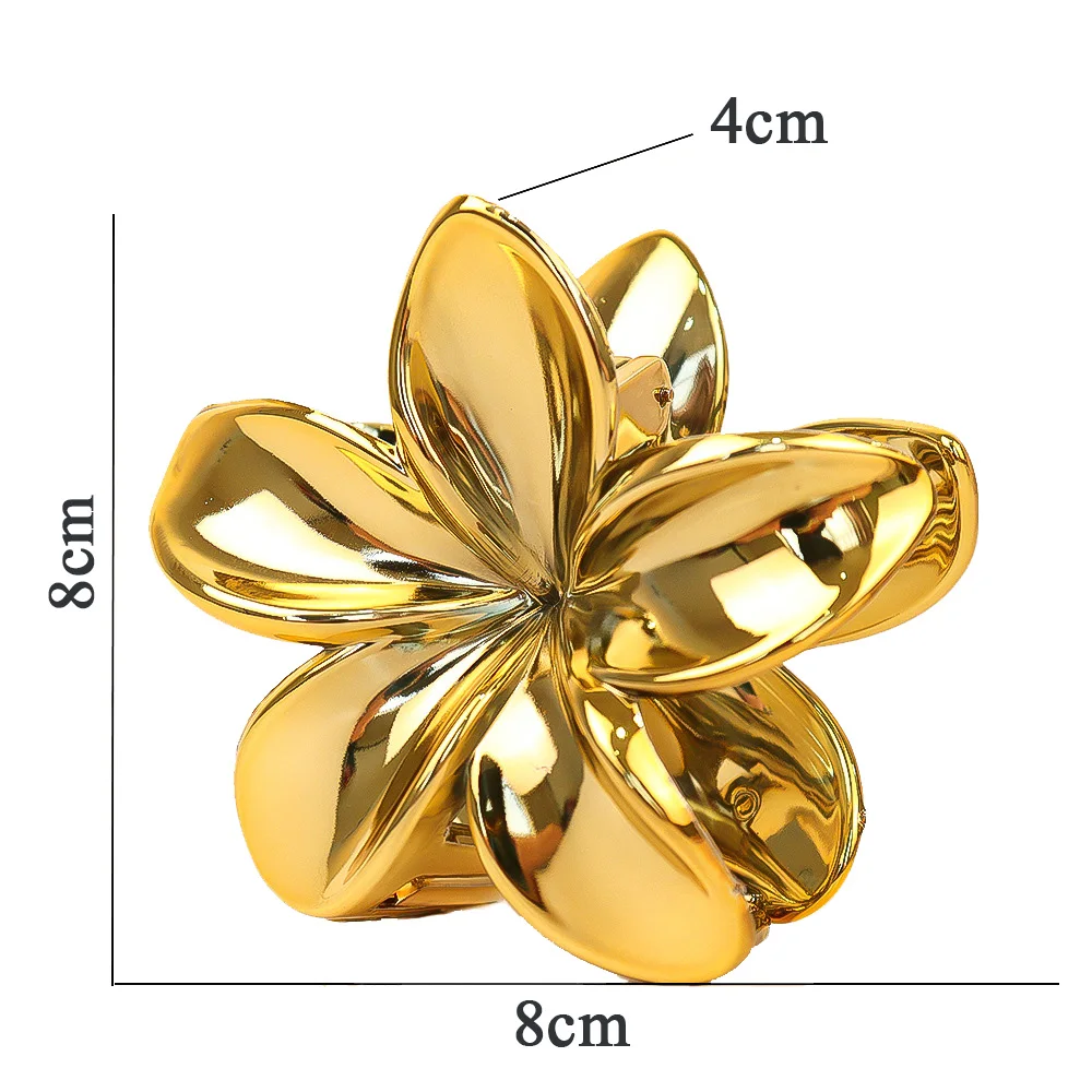 1-4Pcs Fashion Flower Hair Claw Clips for Women Gold Silver Color Large Hairpins Ponytail Shark Clip Headdress Hair Accessories image 6