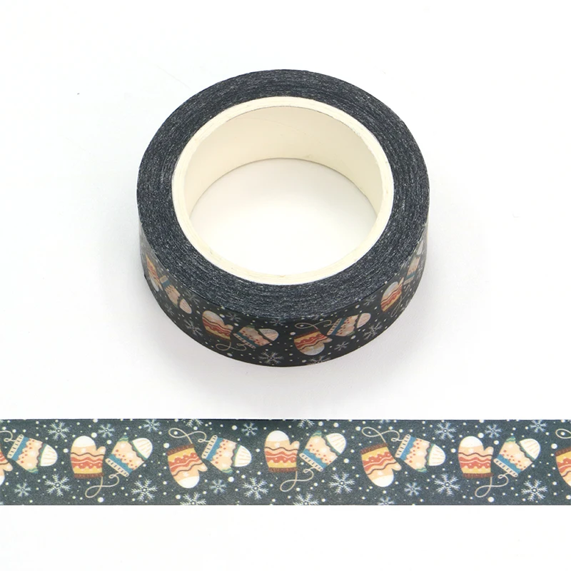 NEW 1PC. 10M Decorative Glove and Snowflake Christmas Washi Tape for Gift Wrap & Journal Masking Tape Cute Stationery