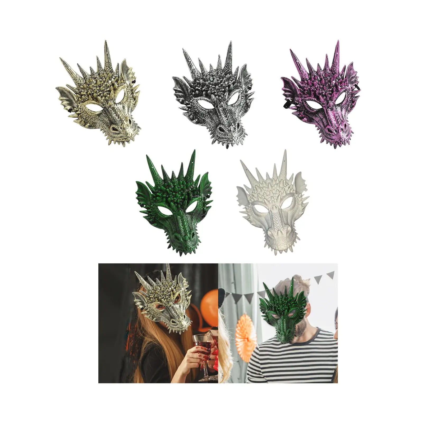 Maschera di drago Puntelli Novità 3D Maschera mezza faccia di drago fantasy per il festival di carnevale