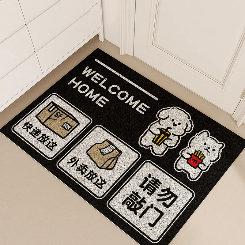 Cartoon Hund Katze Teppich Matte Teppich Lieferung Anleitung Design mit Willkommenstext Home Dekoration Bodenmatte Küchenteppich Willkommensmatte