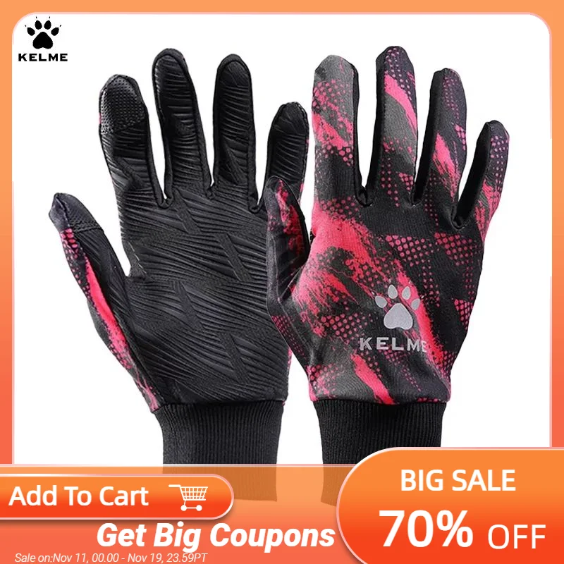 

Kelme Camping Climbing Gloves Warm Winter Plus Velvet Cycling Gloves Football Training Touch Screen Cold Protection Gloves