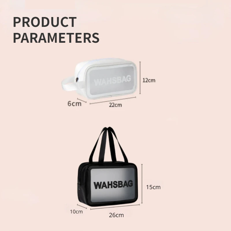 Portable Travel Wash Bag Female Waterproof Makeup Pouch Wet-dry Separation Semi Transparent Frosted Portable Storage Bag