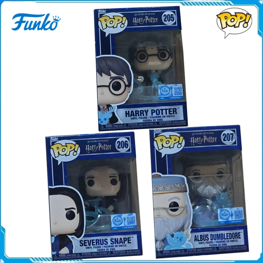 Funko Pop! Figura de PVC en Caja con Diseño Q de Harry Potter, Severus Snape y Albus Dumbledore con Patronus, Decoración para PC, Juguete para Juegos de Escritorio