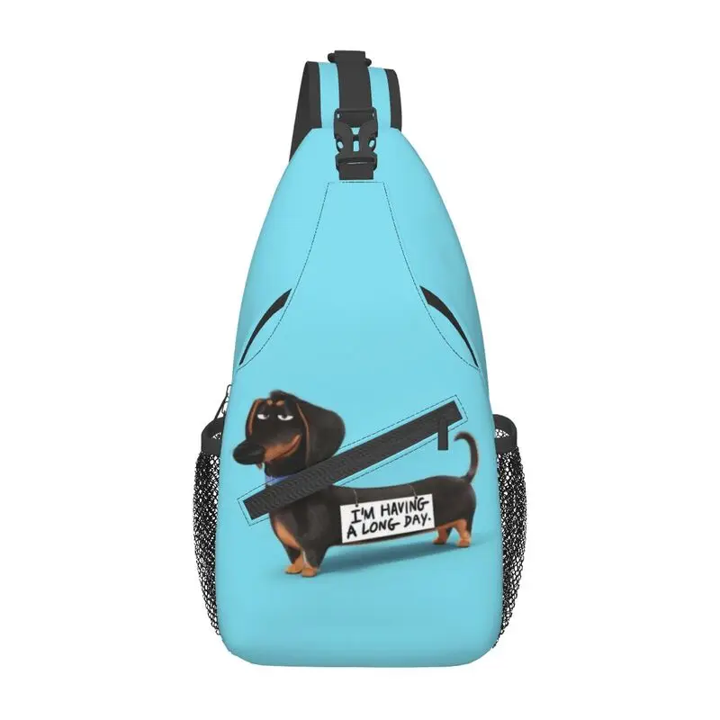 Mochila informal Kawaii Dachshund Crossbody Sling para hombres, bolsos de pecho de hombro de perro salchicha, Badger Wiener para senderismo