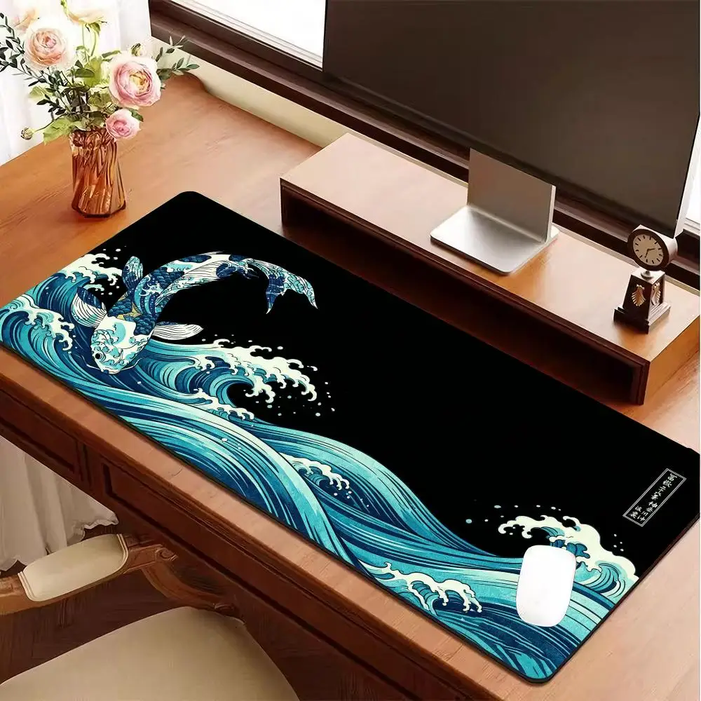 Computer Art Mouse Pad The Great Wave of Kanagawa Large Gaming Mousepad Gamer Rubber Non-slip Keyboard Pad Laptop Desk Mat