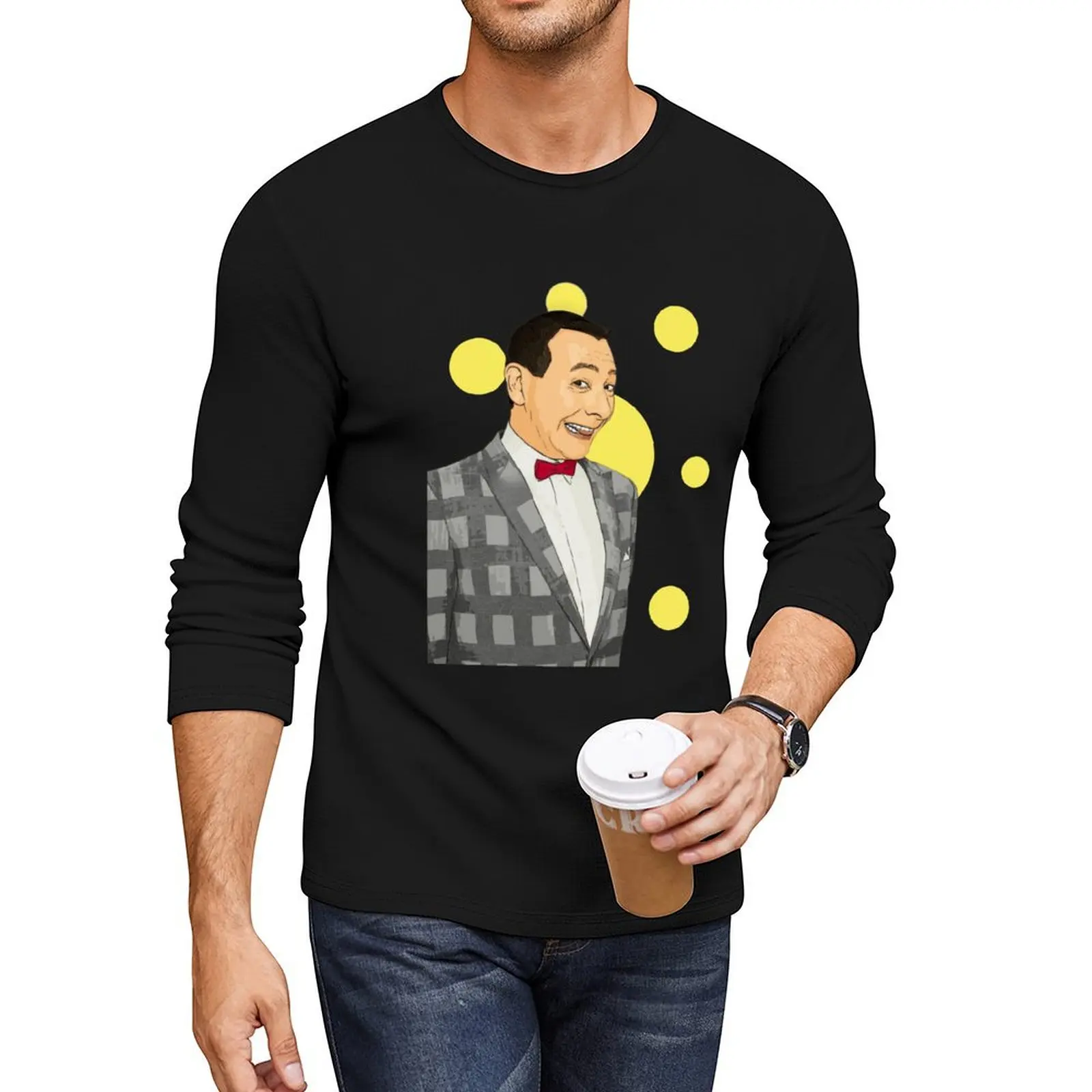 pee wee herman Long T-Shirt black t shirt korean fashion sweat shirt Men's clothing