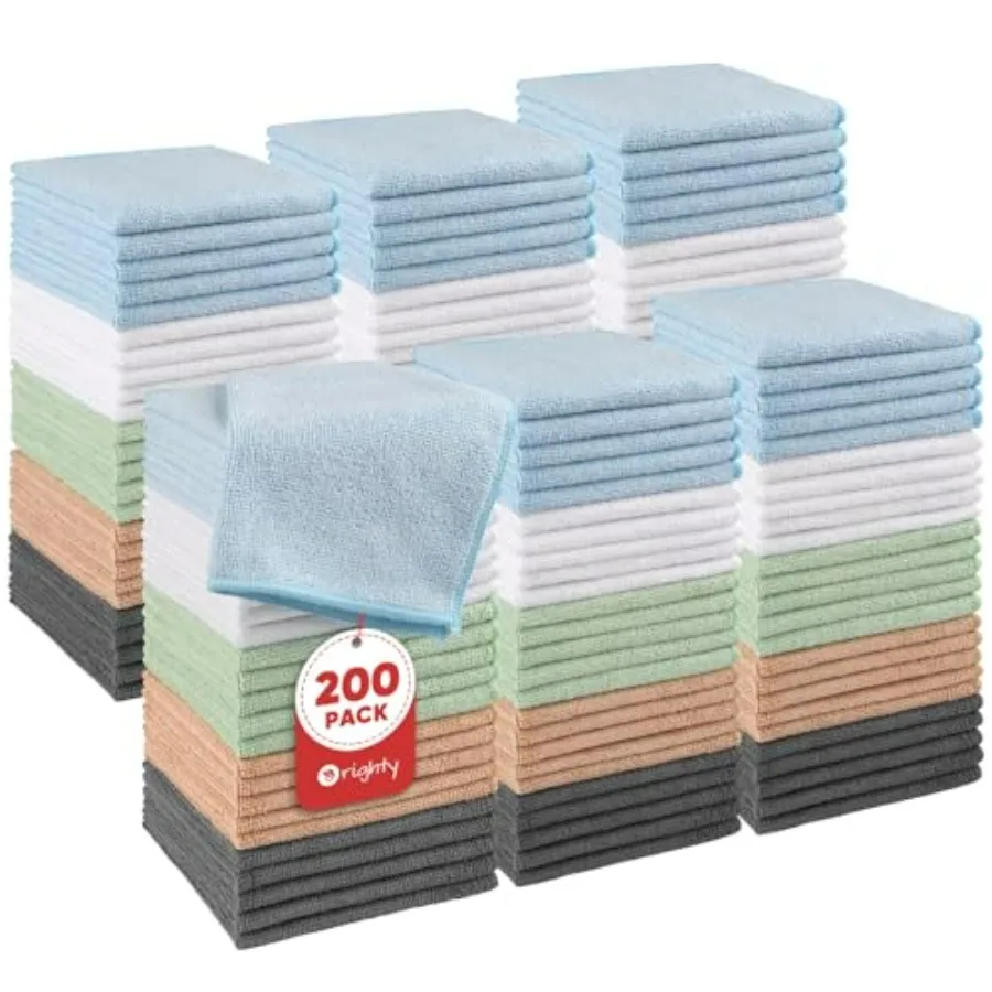 

Bathroom, hotel, spa, gym use: microfiber wash cloths 12x12 inch, multicolor, highly absorbent and soft feel, 200 pack bulk tow