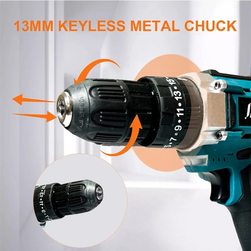 JAUHI 21V Cordless Drill 45N.m Electric Screwdriver Keyless Chuck 2 Gear Speed Mini Wireless Power Driver Driver DIY Power Tools