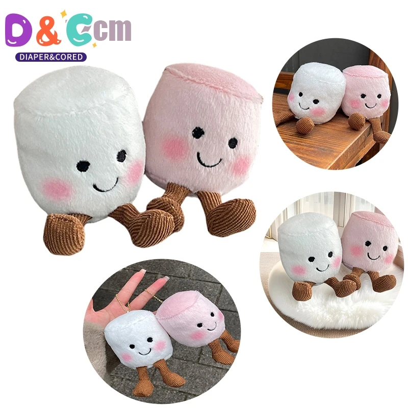 1 pçs bonito de duas cores marshmallow brinquedo de pelúcia chaveiro dos desenhos animados macio pelúcia boneca pingente chaveiro do carro mochila saco decoração presente do miúdo