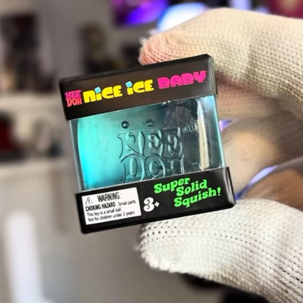 NeeDoh Nice Ice Baby Mini Cube Squishy Toy Transparent Ice Fidget Toy Soft Solid Squeeze Stress Relief Sensory Pocket Toy Kids