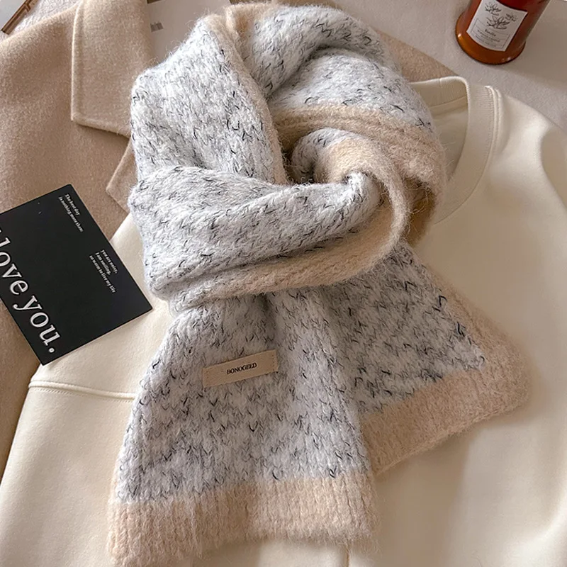 

Женский уличный модный шарф, универсальная шаль на осень и зиму, атмосфера в корейском стиле, теплая защита шеи