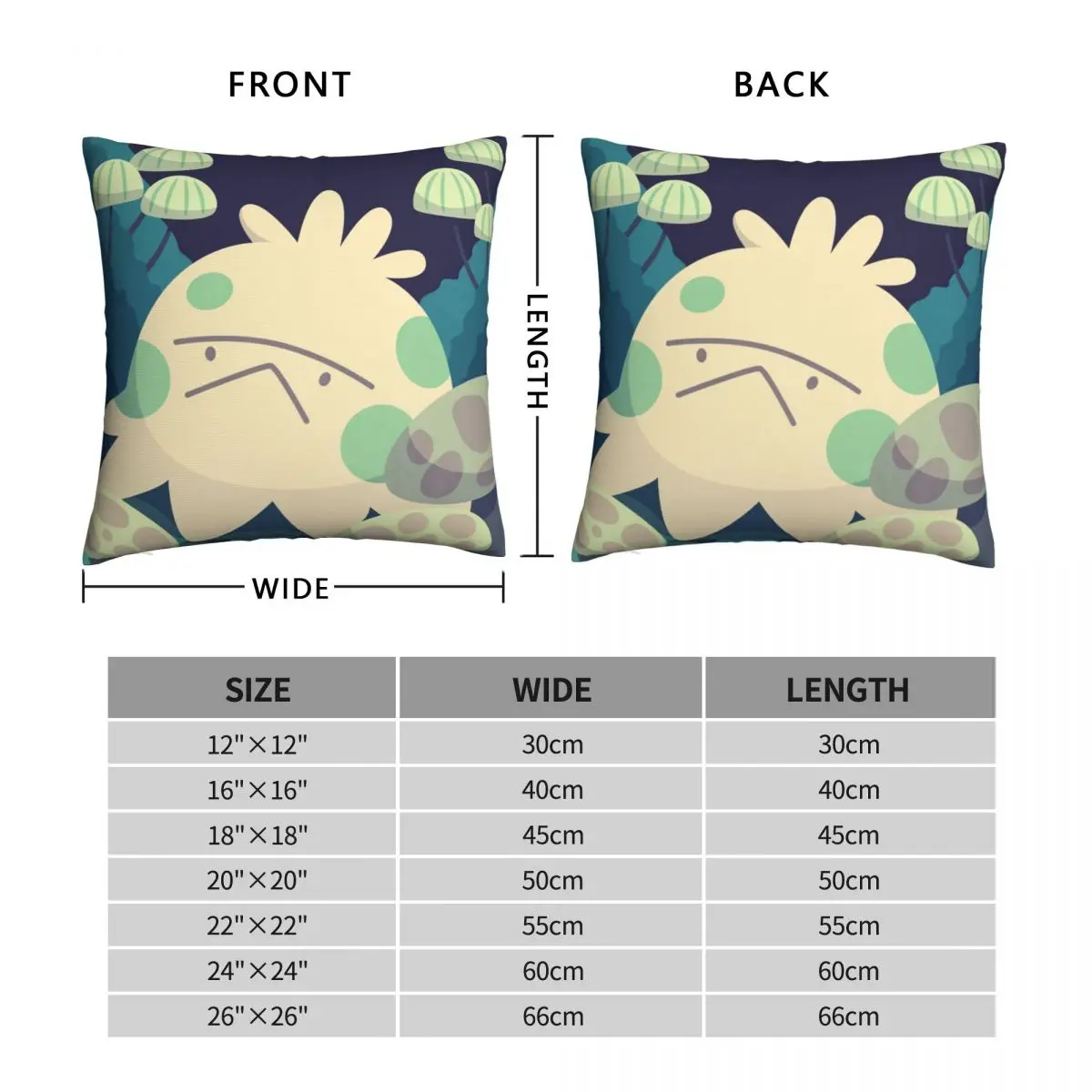 Shroomish Square Pillowcase Polyester Linen Velvet Creative Zip Decorative Car Cushion Cover