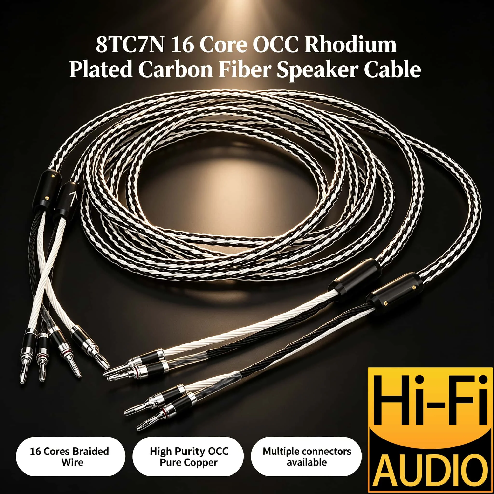 

Audiocrast 8TC single crystal copper audio speaker cable HiFi amplifier speaker cable banana spade plug speaker cable HIFI