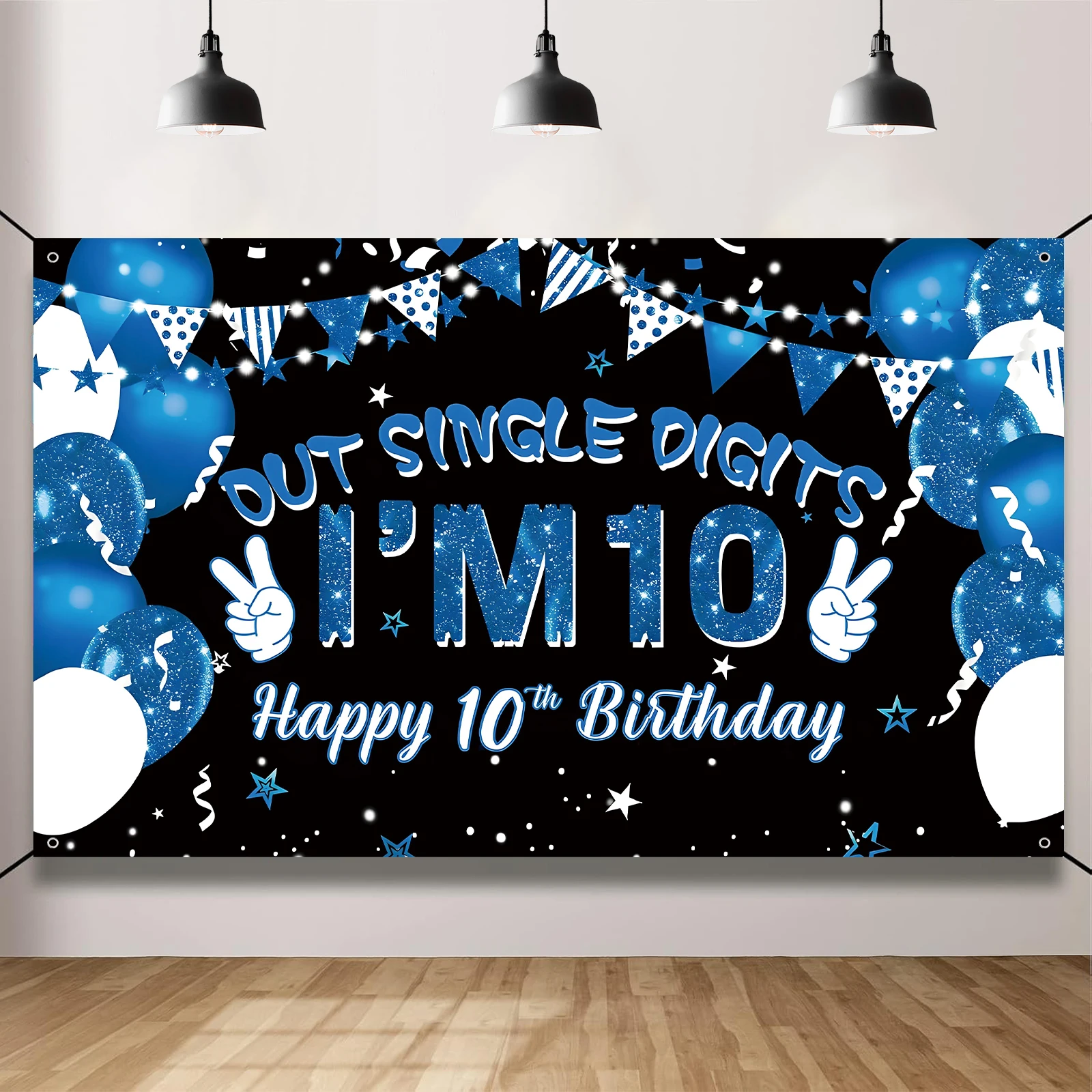 10th Birthday Decorations Peace Out Single Digits I’m 10, Happy 10th Birthday Banner Double Digits Birthday Party Supplies