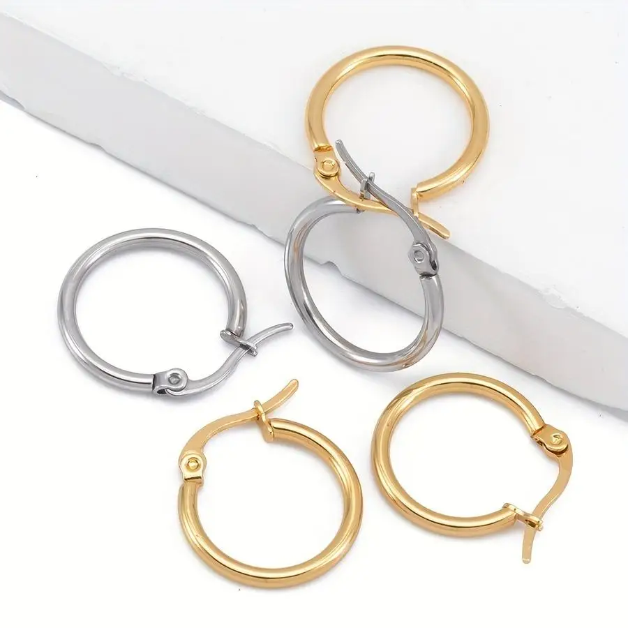1/5/10/20/50/100pcs 316L Stainless Steel Open Earrings, Circle Shapes 15, 20, 25, 40 mm, Ear Hooks and Ear Hoops for DIY Jewelry