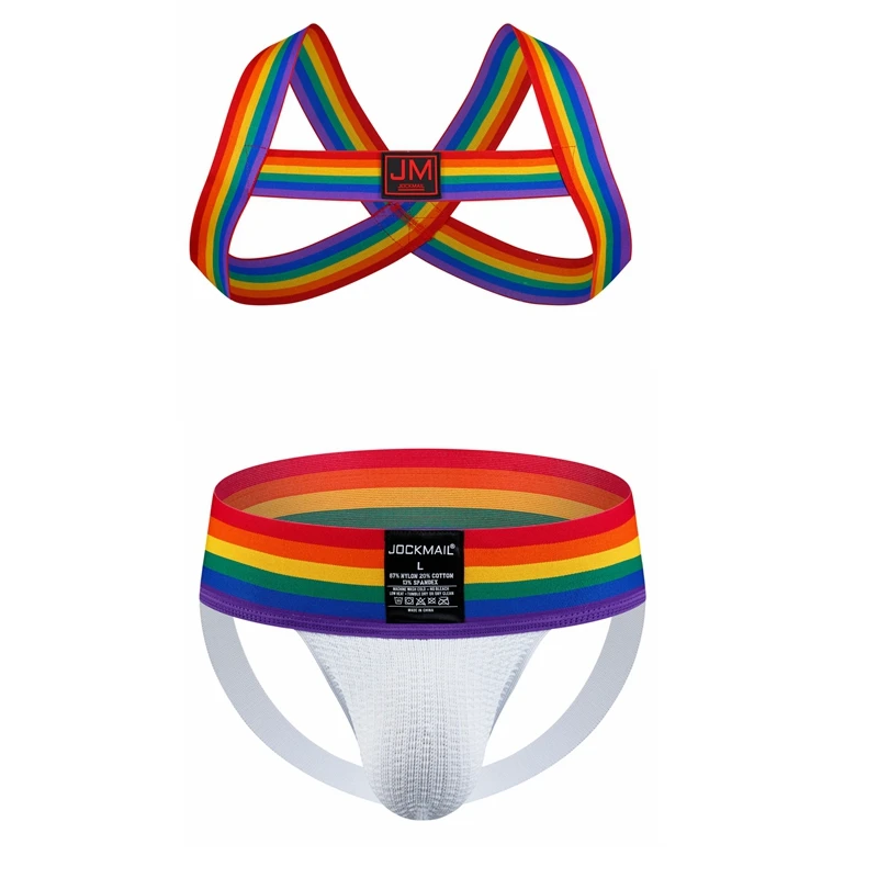 Body Bondage Men Sexy Harness Lingerie Belts Rainbow Pride Hollow Out Costume Men Jockstrap Mens Thongs G Strings Gay Underwear