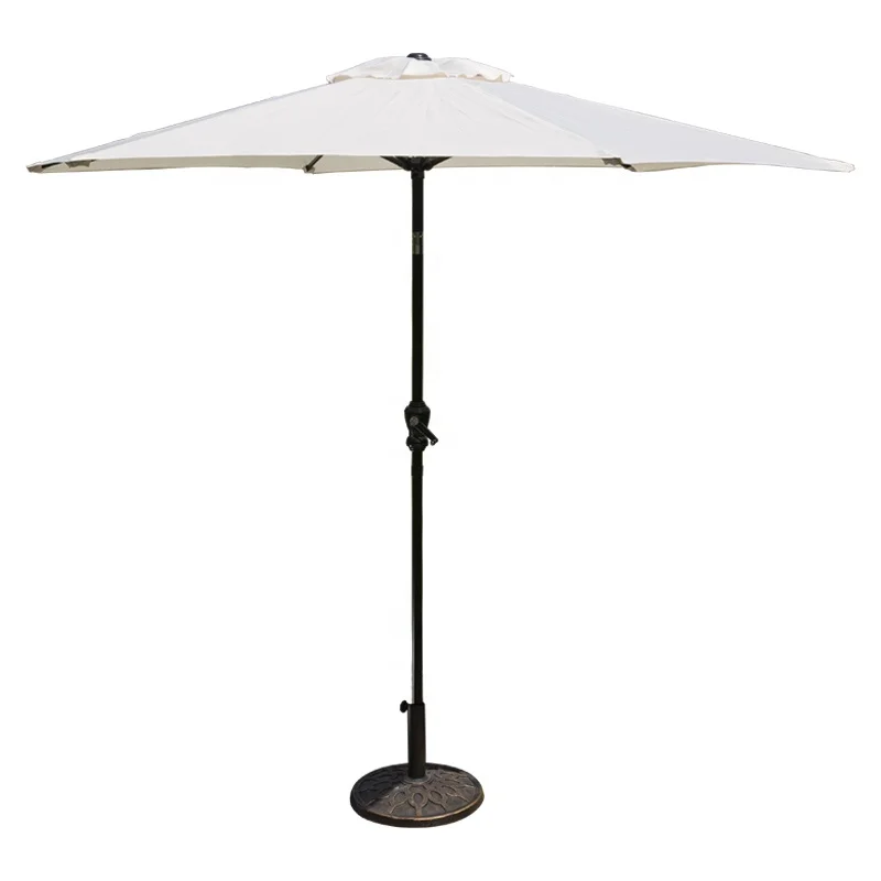Outdoor Hand-Cranking Polyester Parasol Umbrella Push Button Tilt Modern for Garden Hotel Sun-Blocking Sun Canvas Umbrella