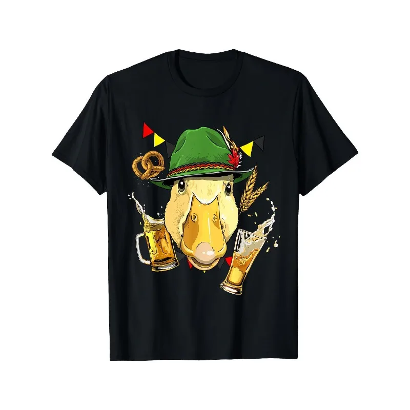 

Funny Oktoberfest Duck Shirt German Beer Pretzel Hat Costume Tee For Men Women Bavarian Drinking Party Festival Outfit