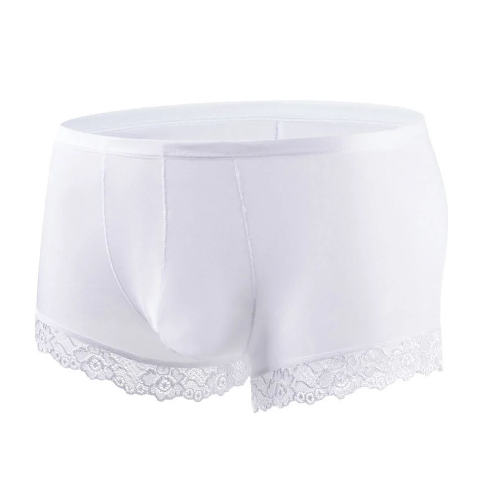 

Men's Ultra Sheer Boxer Briefs Lace Trimmed Breathable Transparent Underwear Soft Stretchy Fabric Comfortable Sexy See Through