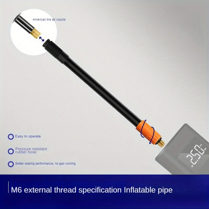 M6-Gewinde-Verlängerungs-Inflationsschlauch, Standard-Reifenventil mit feinen Zähnen, geeignet für integrierte Luftpumpe mit M6-Gewinde – Detail 5