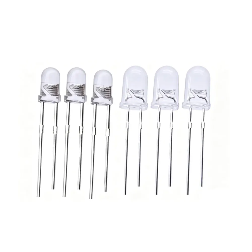 50pcs Diodo F3/5MM 3V 5V 12V LED Super Brilhante Tipo Chapéu de Palha, Diodos Emissores de Luz Azul Verde Vermelho Amarelo Branco para Eletrônica DIY