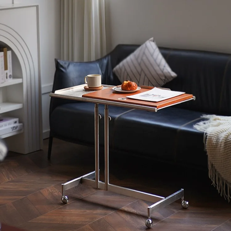 Nordic sofa side table, movable coffee table, lifting sheet music rack, medieval solid wood corner table