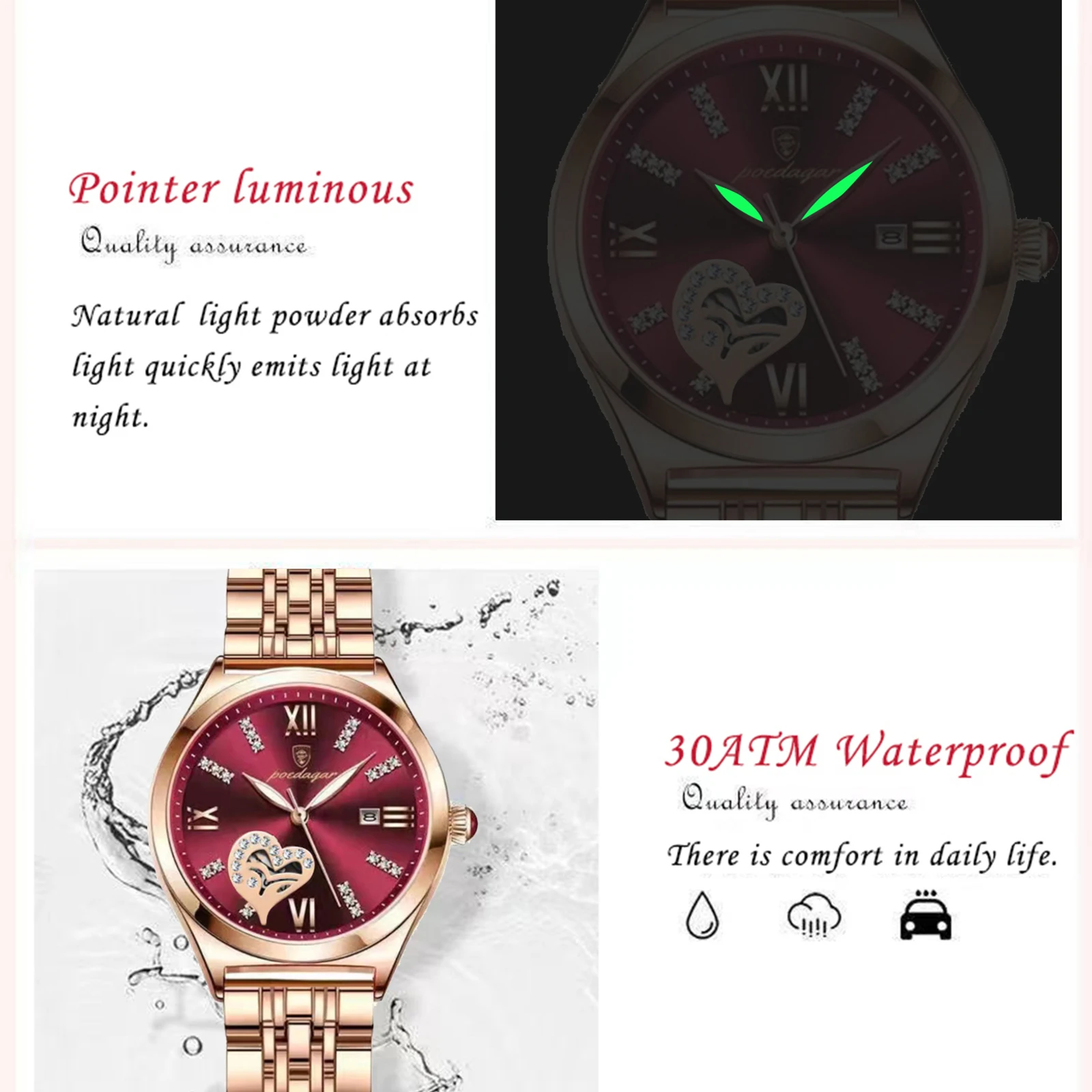 Women's Exquisite Luxury Waterproof Luminous Date Watch