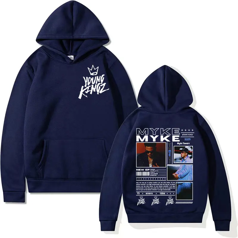 Rapper Myke Towers Album Cover Graphic Sweatshirt Men's Vintage Hip Hop Hoodies Unisex Casual Fleece Pullovers Hoodie Streetwear