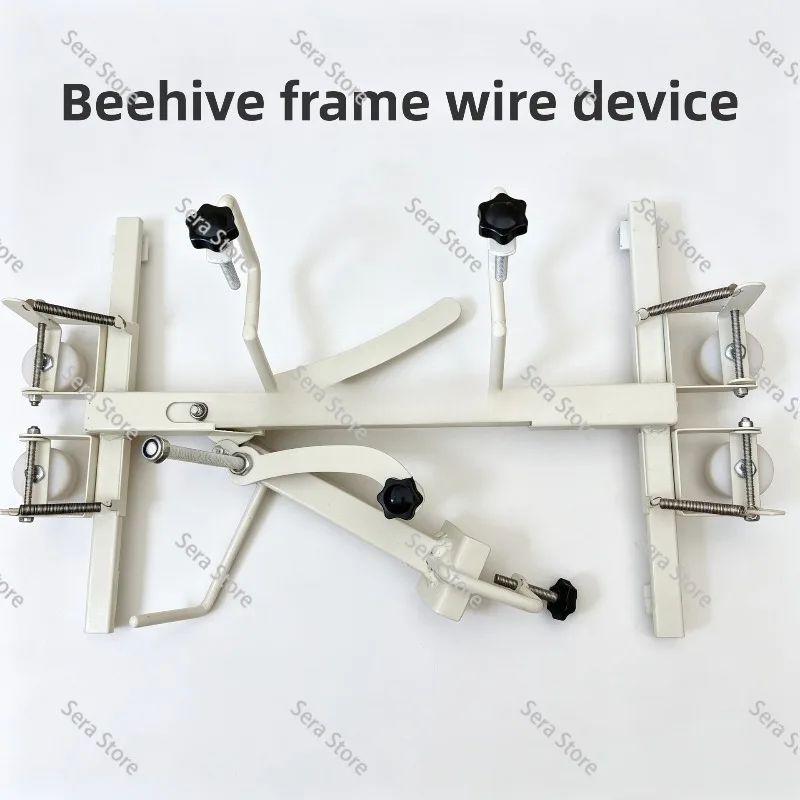 Beekeeping tool, nest frame tightener, threading device, beehive nest base, frame upper