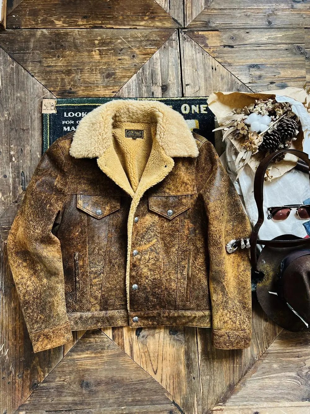 

Tailor Brando на подкладке из овечьей шерсти 507, джинсовая осенне-зимняя утолщенная теплая мужская куртка из натуральной кожи