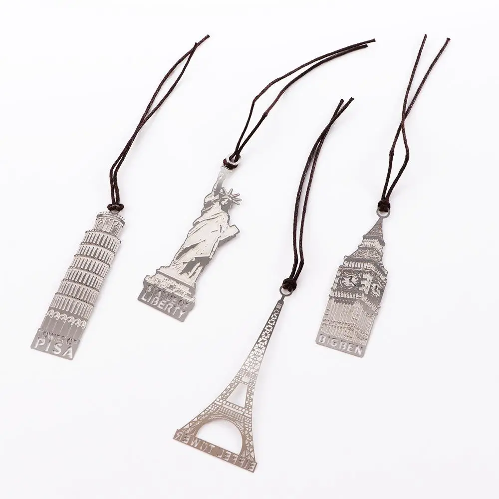 1 Pcs London Eiffel Tower Statue of Liberty Mark Page Metal Bookmark Stationery School Office Supply teacher gift paris creative