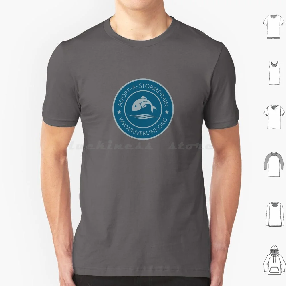 Adopt-A-Stormdrain T Shirt Big Size 100% Cotton Water Fish Clean Water Stormwater Storms