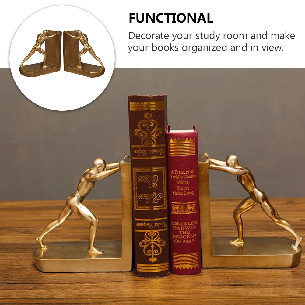 

1Pair Resin Bookends Vintage European Style Decorative Book Holders for Office Home Study Creative Design Tabletop Decor