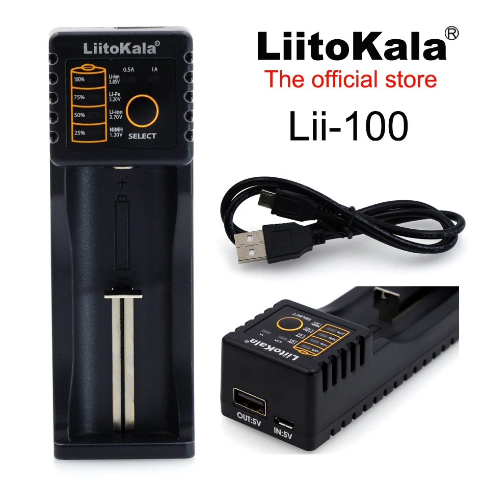 Liitokala Lii-100 1.2 V / 3 V / 3.7 V / 4.25V 18650/26650/18350/16340/18500/AA/AAA NiMH lithium battery charger lii100