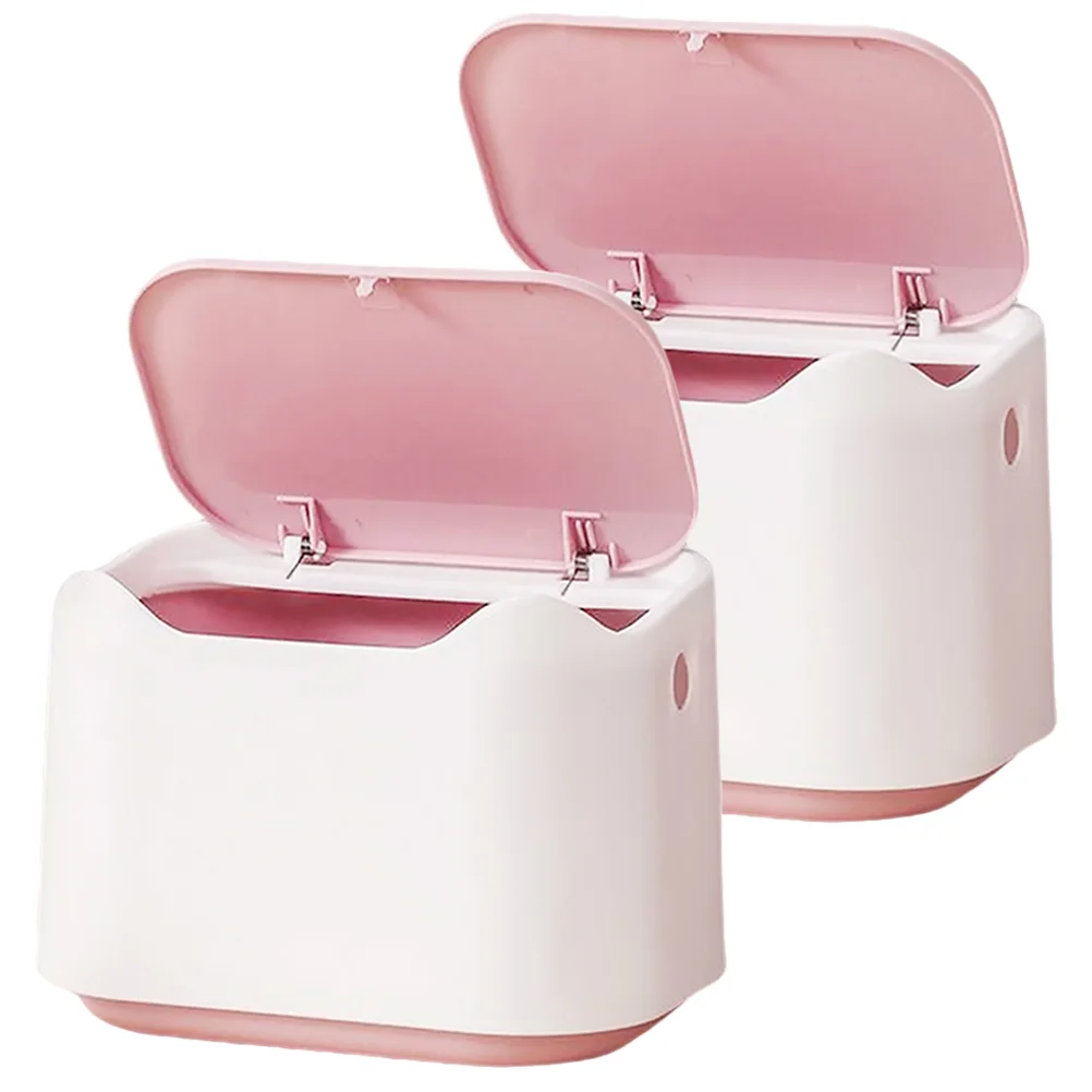 

2 Pcs Desktop Trash Can Sundries Storage Basket Garbage Bin Pp Press Type Waste Small