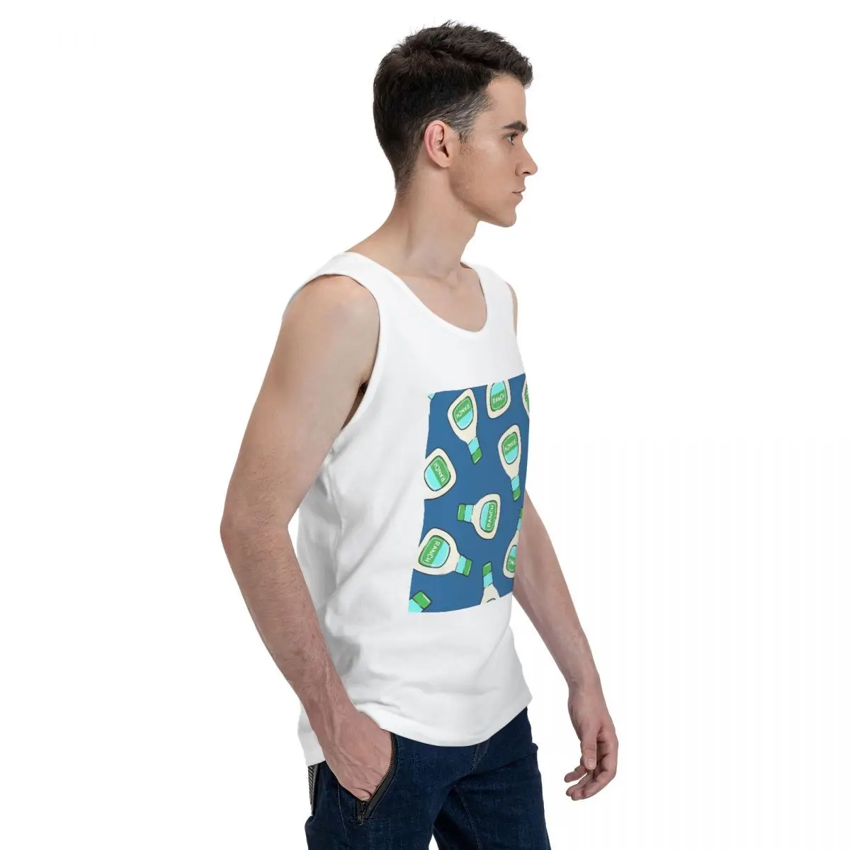 Ranch - Salad Dressing Bottle (blue) 100% Cotton Men's Sweatshirt Vest Sleeveless Clothing Tees Men Tank Tops T-shirt