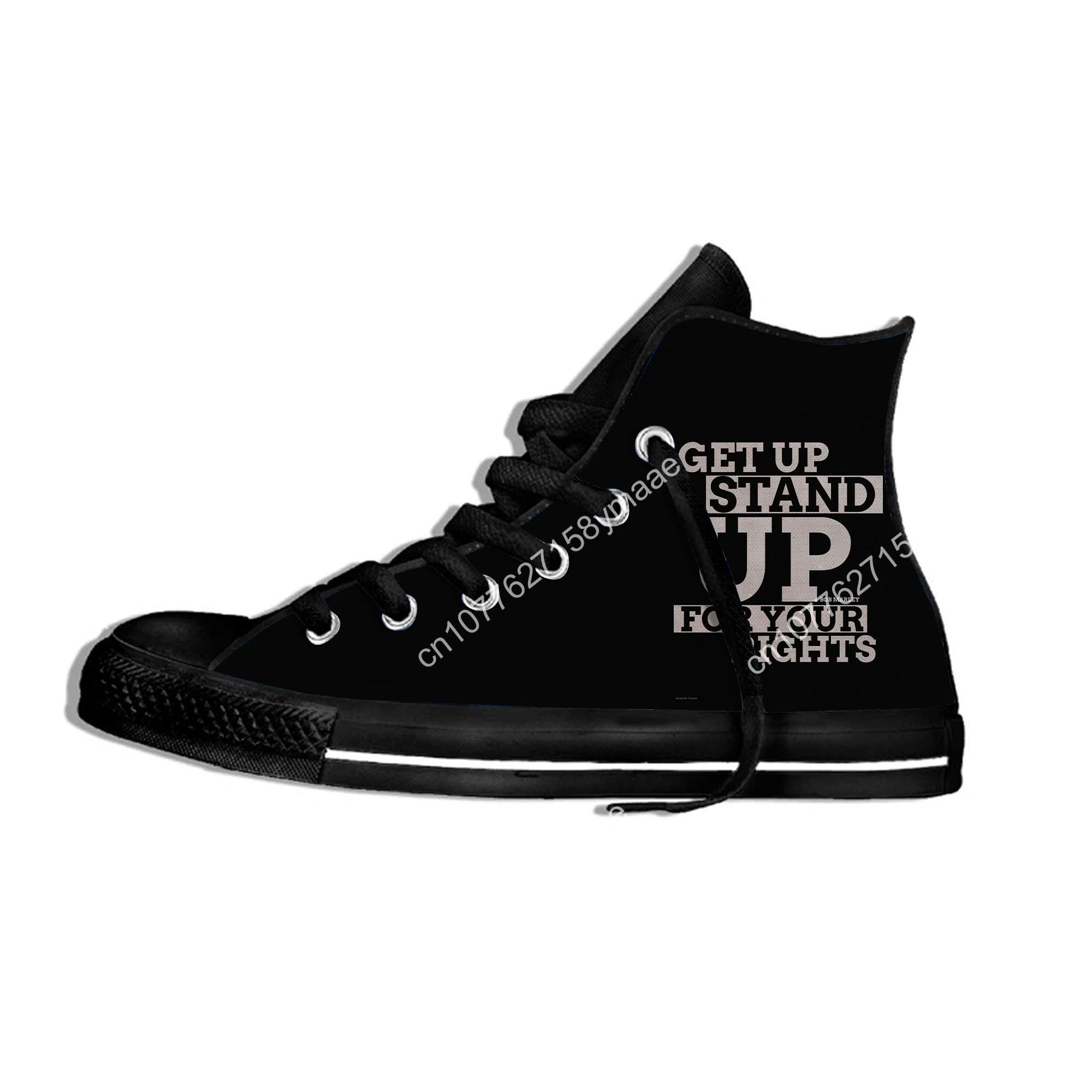 Hot Cool Get Up Stand Up Novelty Design Fashion High Top Canvas Shoes Men Women Casual Breathable Sneakers Classic Board Shoes
