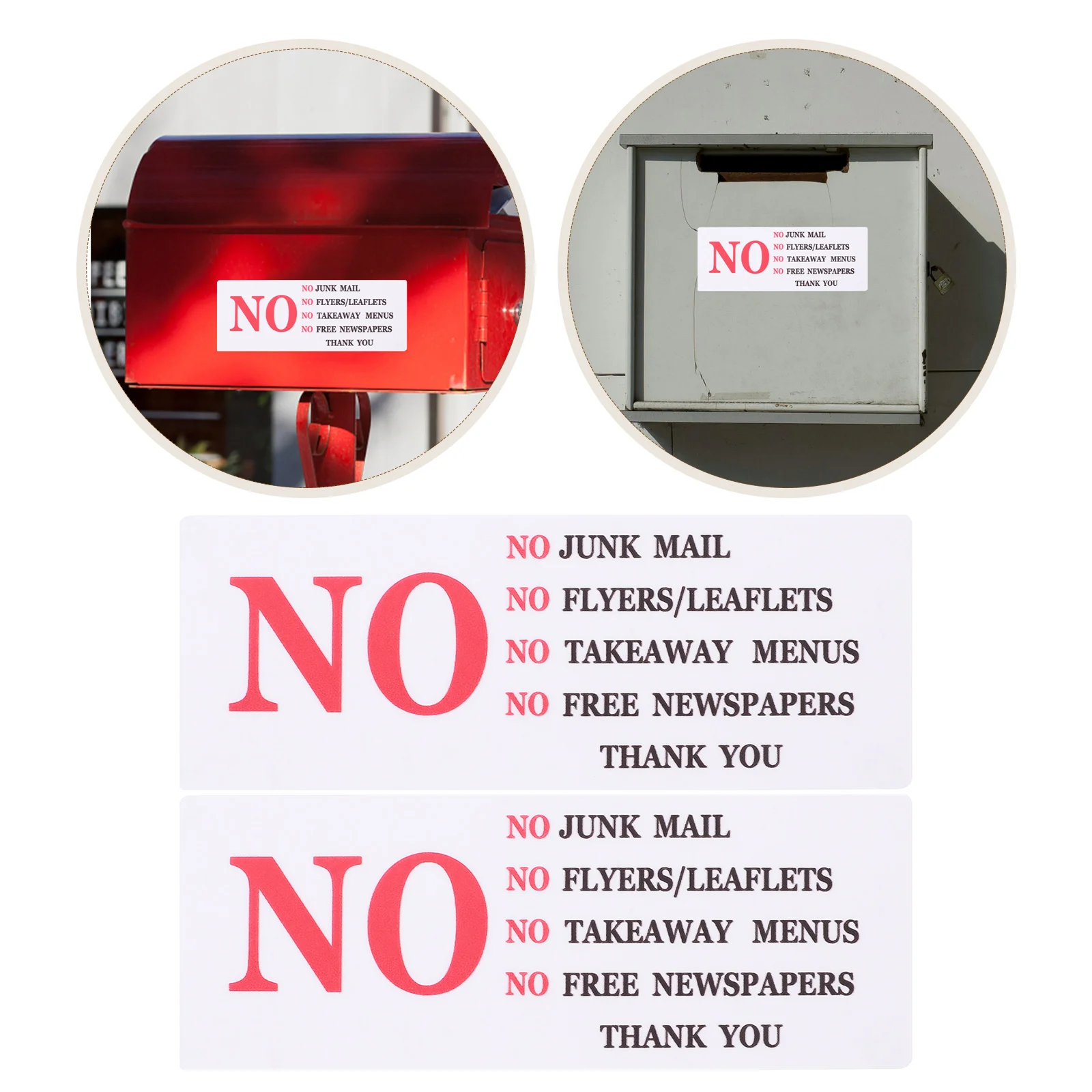 

2pcs Mailbox Reminder Sticker Waterproof Outdoor Signage Solution No Junk Mail Warning Functional Adhesive Decal