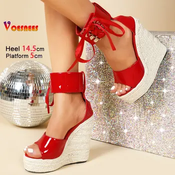 歐美設計師款踝帶繫帶涼鞋,14.5公分坡跟,夏季編織厚底性感T台鞋 10 最佳銷售 設計師坡跟鞋 - №7