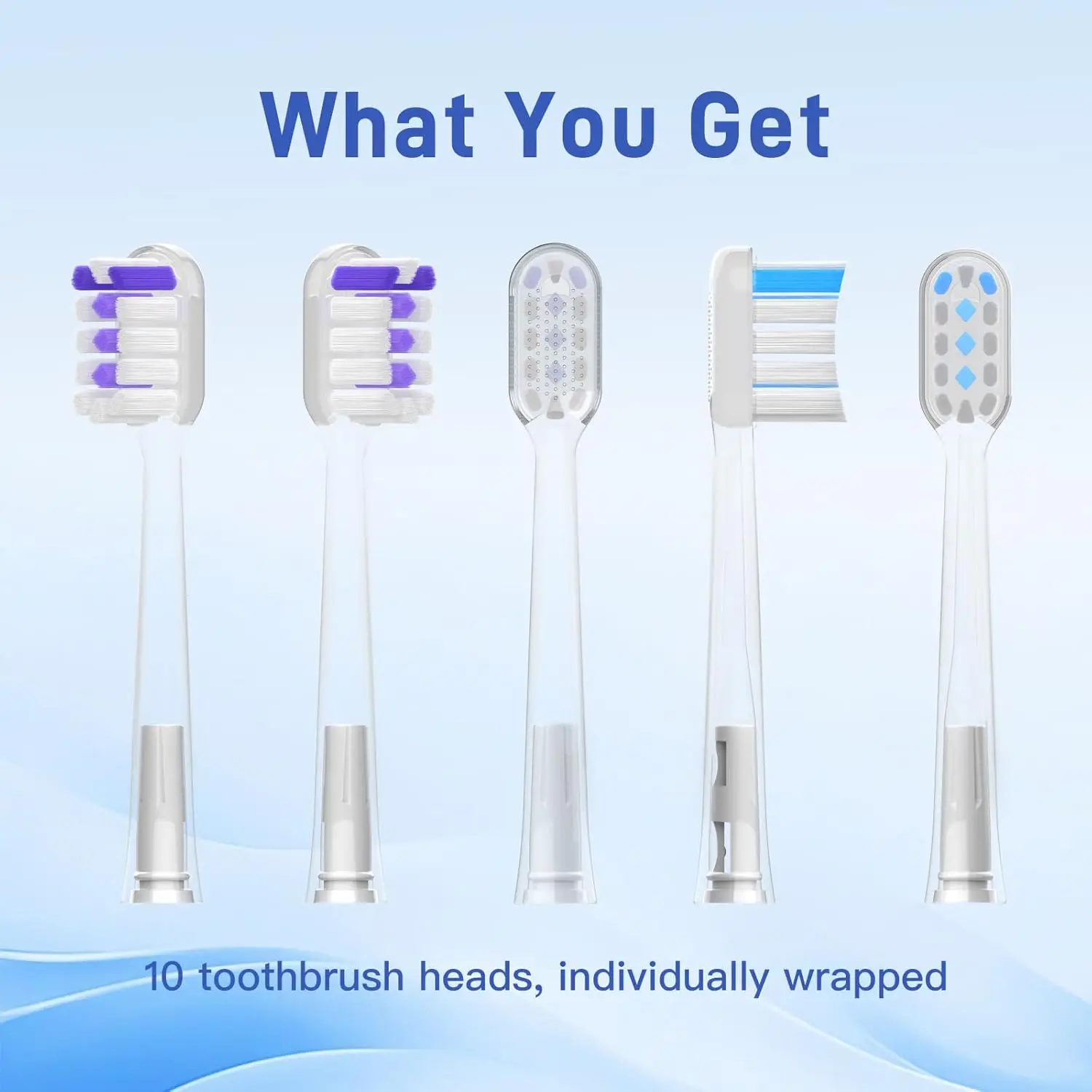10 Pcs/Pack Replacement Toothbrush Heads For Laifen Wave Electric Toothbrush, Cleansing and Brightening , Transparent image 6
