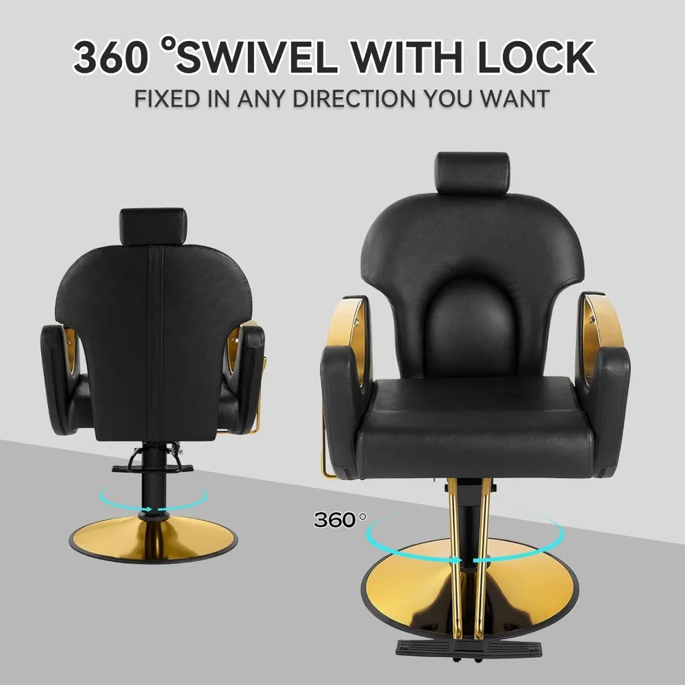 Silla de barbero para estilista de pelo, sillón multifunción para champú, tatuaje, equipo de salón de belleza para barbería (negro)