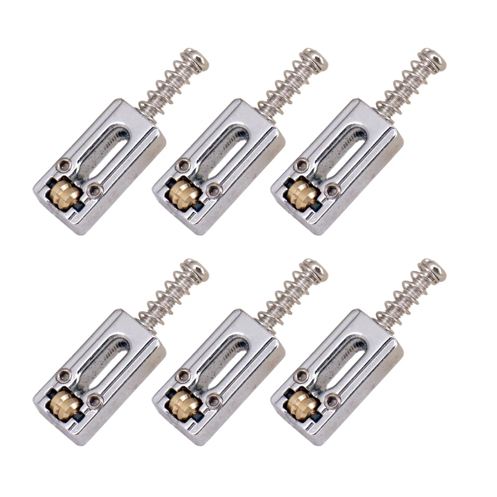 6 Pcs Roller Bridge Tremolo Saddles For ST TL Electric Guitar Chrome Color Replacement Electric Guitar Bridge Saddle Set