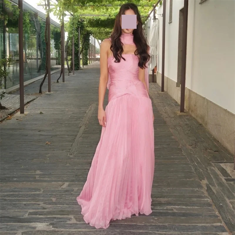 Robe De soirée trapèze élégante et personnalisée, sans bretelles, à volants, en mousseline De soie, robe De soirée De mariage, fermeture éclair, longueur au sol